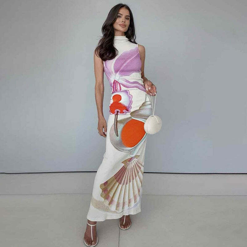 Promyse Printed Maxi Dress - Y2K Summer, 90s Grunge, Retro Style, Y2K Party & Club Outfits