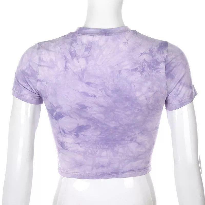 Purple Cat Crop Top - Y2K Summer, 90s Grunge, Retro Style, Y2K Party & Club Outfits