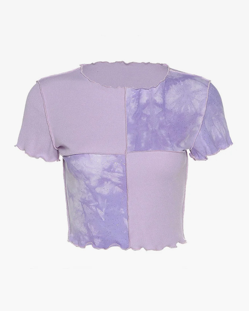 Purple Crop Top - Y2K Summer Grunge, 90s Retro, Pastel Goth, Y2K Party & Club Outfits