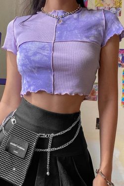 Purple Crop Top - Y2K Summer Grunge, 90s Retro, Pastel Goth, Y2K Party & Club Outfits