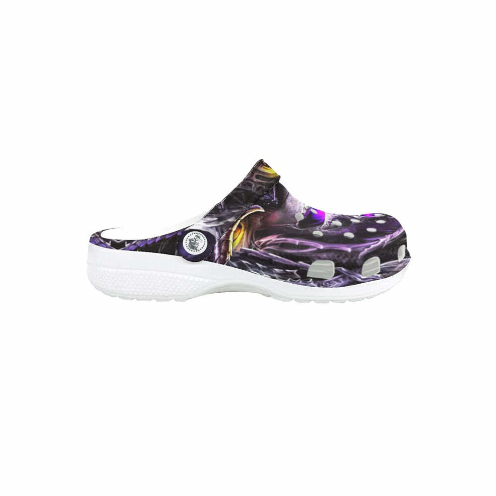 Purple Devil Skull Classic Clogs - Y2K Grunge, 90s Retro, Gothic Y2K, Summer Y2K Outfits