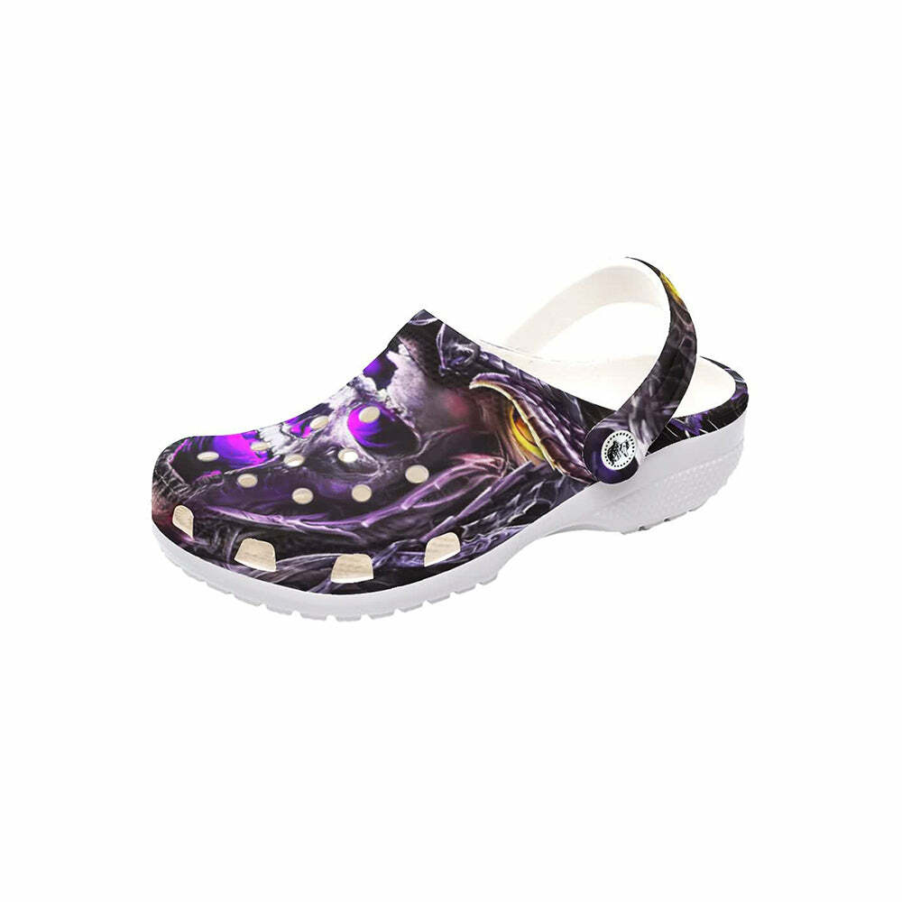 Purple Devil Skull Classic Clogs - Y2K Grunge, 90s Retro, Gothic Y2K, Summer Y2K Outfits