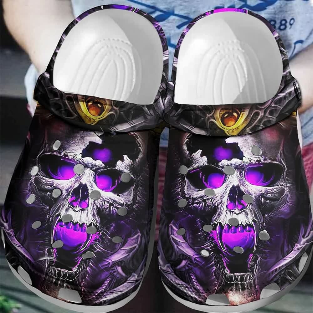 Purple Devil Skull Classic Clogs - Y2K Grunge, 90s Retro, Gothic Y2K, Summer Y2K Outfits