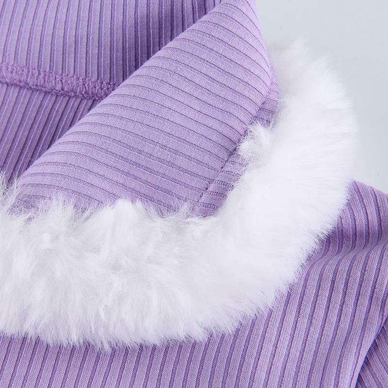 Purple Fur Crop Top - Y2K Summer, 90s Grunge, Retro Style, Y2K Party, Y2K Popstar,