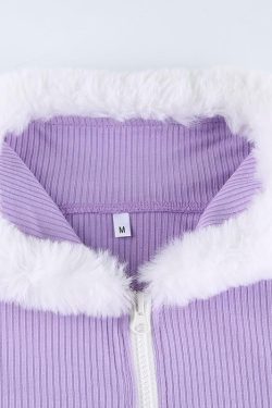 Purple Fur Crop Top - Y2K Summer, 90s Grunge, Retro Style, Y2K Party, Y2K Popstar,