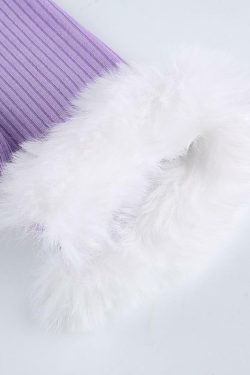 Purple Fur Crop Top - Y2K Summer, 90s Grunge, Retro Style, Y2K Party, Y2K Popstar,
