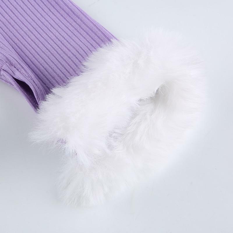Purple Fur Crop Top - Y2K Summer, 90s Grunge, Retro Style, Y2K Party, Y2K Popstar,