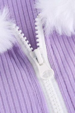 Purple Fur Crop Top - Y2K Summer, 90s Grunge, Retro Style, Y2K Party, Y2K Popstar,