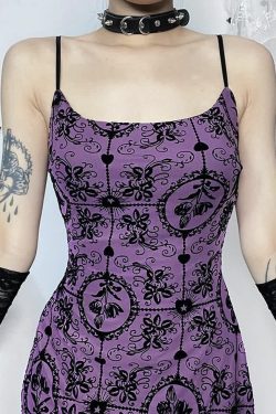 Purple Gothic Cami Mini Dress - Y2K Summer Grunge Outfit, 90s Fashion, Retro Style