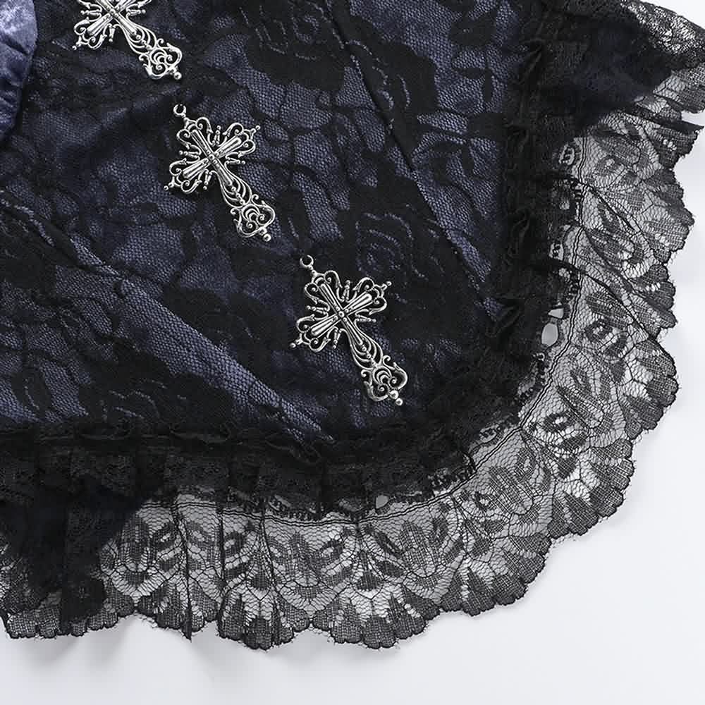 Purple Gothic Lace Velvet Bustier Top - Y2K Grunge, 90s Fashion, Retro Summer Party Outfit