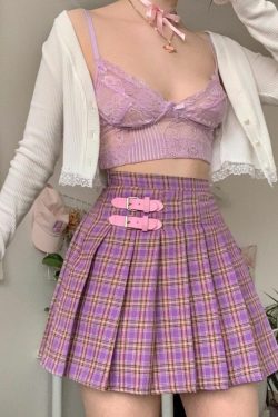 Purple Mini Skirt - Y2K Summer Outfit, 90s Grunge Fashion, Retro Style, Y2K Party Look
