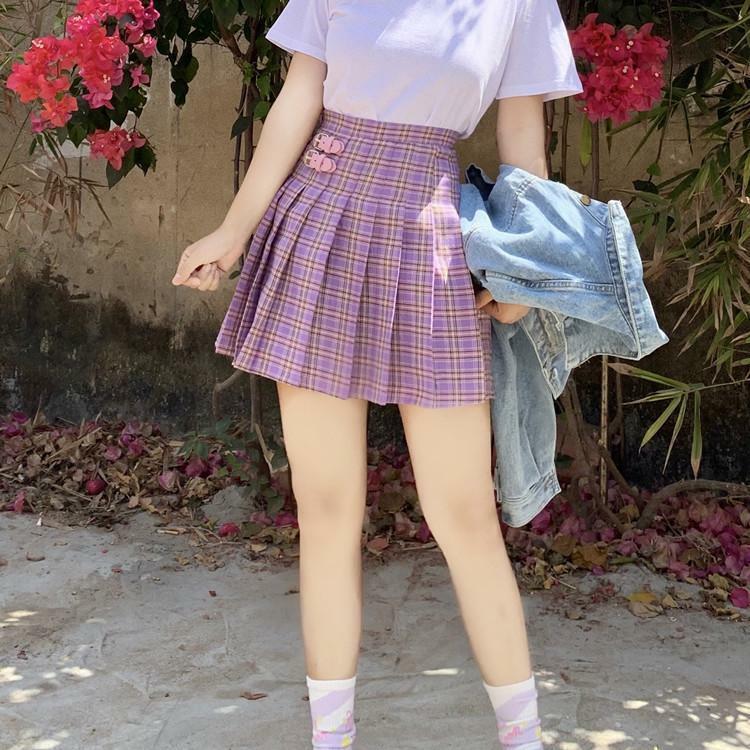 Purple Mini Skirt - Y2K Summer Outfit, 90s Grunge Fashion, Retro Style, Y2K Party Look