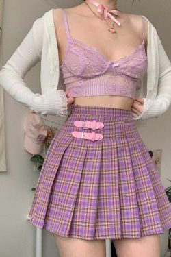 Purple Mini Skirt - Y2K Summer Outfit, 90s Grunge Fashion, Retro Style, Y2K Party Look