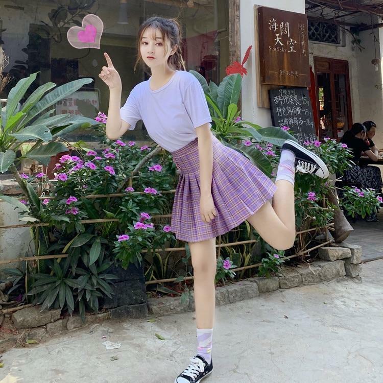 Purple Mini Skirt - Y2K Summer Outfit, 90s Grunge Fashion, Retro Style, Y2K Party Look
