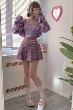 Purple Mini Skirt - Y2K Summer Outfit, 90s Grunge Fashion, Retro Style, Y2K Party Look