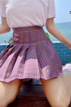 Purple Mini Skirt - Y2K Summer Outfit, 90s Grunge Fashion, Retro Style, Y2K Party Look