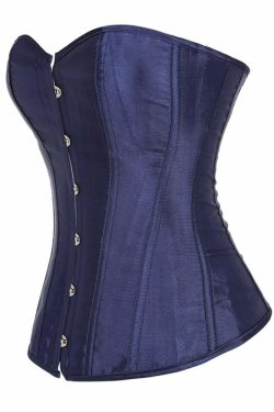 Purple Navy Gothic Y2K Overbust Corset - Retro 90s Grunge Summer Party Outfit