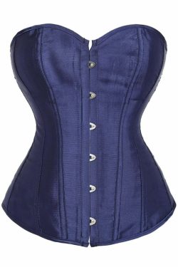 Purple Navy Gothic Y2K Overbust Corset - Retro 90s Grunge Summer Party Outfit