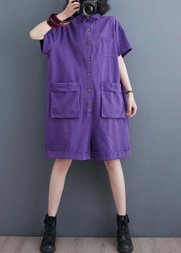 Purple Patchwork Denim Jumpsuit - Y2K Summer, 90s Grunge, Retro Style, Y2K Party Outfit