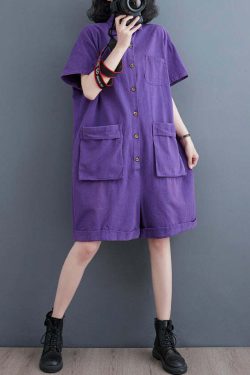 Purple Patchwork Denim Jumpsuit - Y2K Summer, 90s Grunge, Retro Style, Y2K Party Outfit
