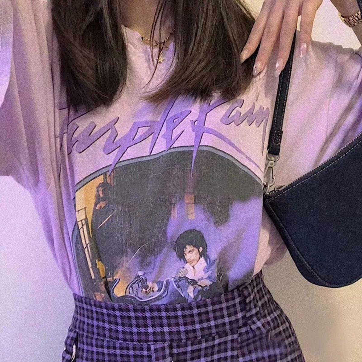 Purple Rain T-Shirt - Y2K Summer Grunge, 90s Retro, Pastel Goth, Y2K Party & Club Outfits