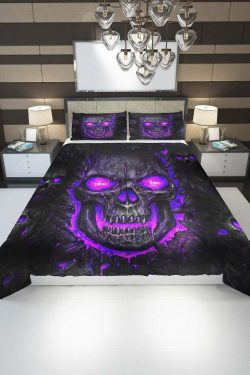 Purple Skull Lava Duvet Cover Set - Y2K Grunge, 90s Retro, Gothic Y2K, Pastel Goth, Y