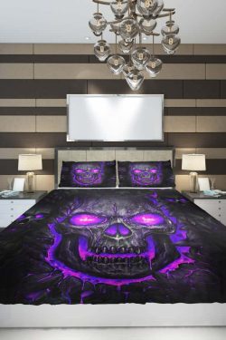 Purple Skull Lava Duvet Cover Set - Y2K Grunge, 90s Retro, Gothic Y2K, Pastel Goth, Y