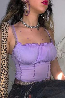 Purple Vest Crop Top - Y2K Summer Outfit, 90s Grunge Fashion, Retro Y2K Club & Party Style