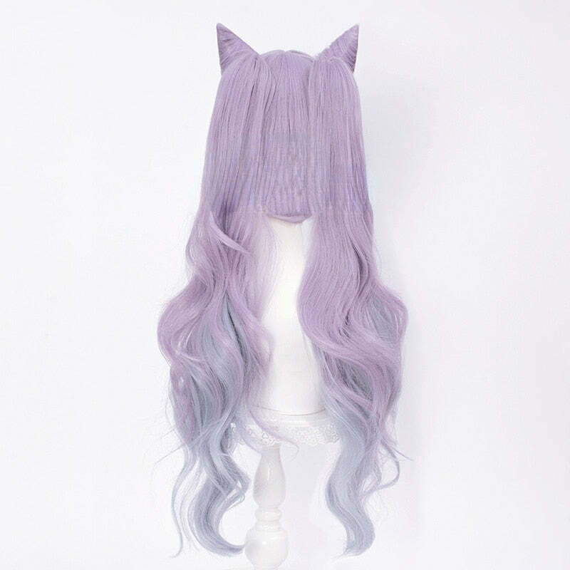 Purple Wig for Y2K Fashion: Genshin Impact Keqing Cosplay - Perfect for 90s and Grunge Outfits
