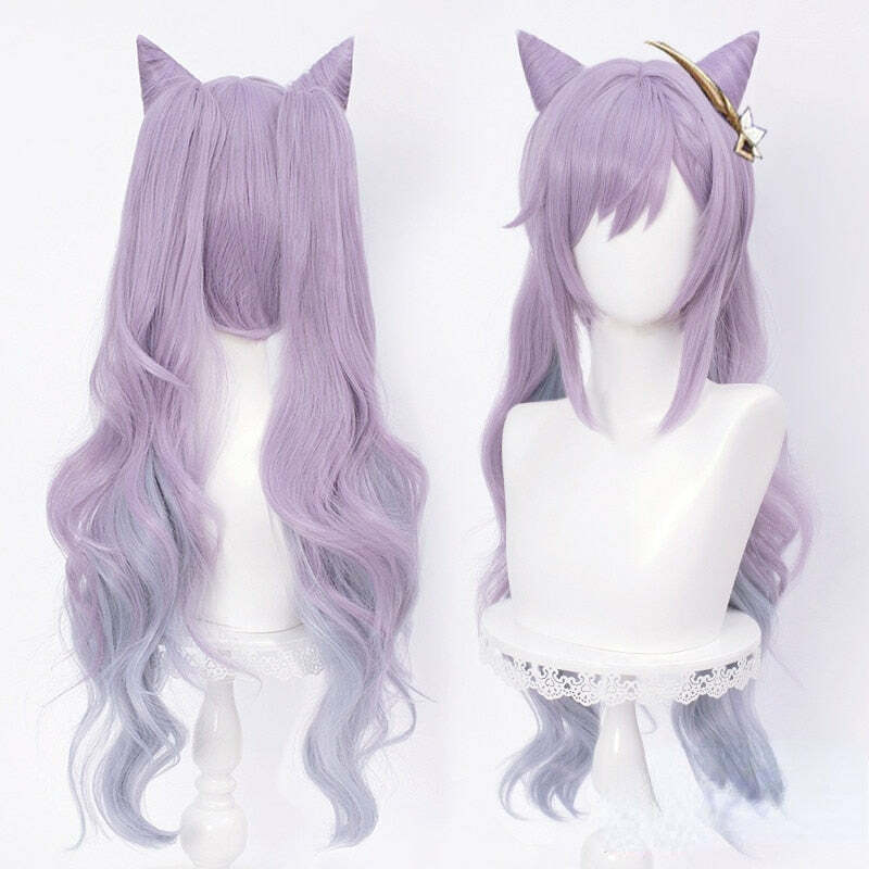 Purple Wig for Y2K Fashion: Genshin Impact Keqing Cosplay - Perfect for 90s and Grunge Outfits