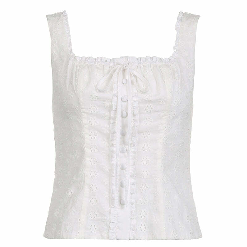 Raelle Buttoned Cami Top - Y2K Summer Grunge, 90s Fashion, Retro Style, Y2K Party Outfits