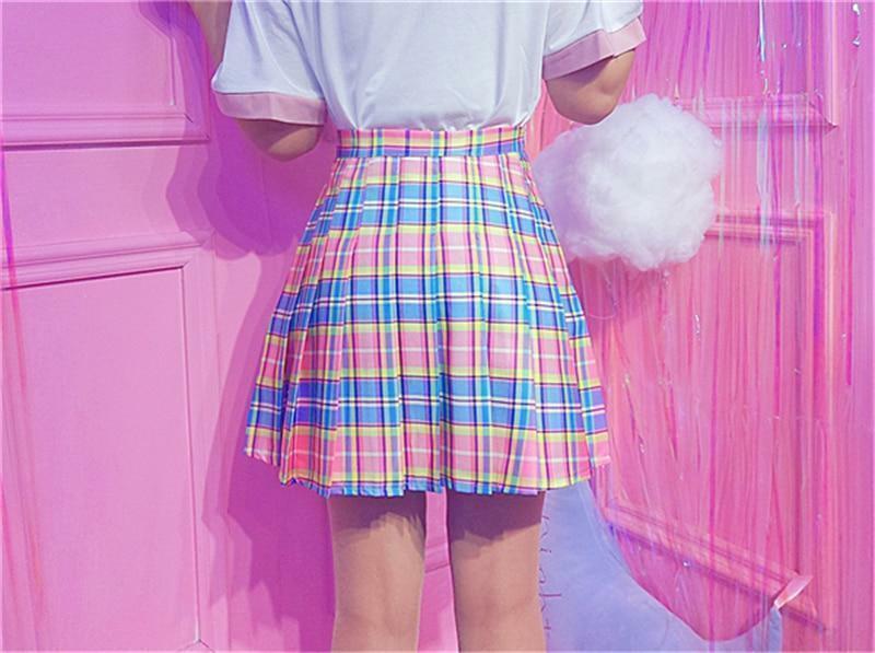 Rainbow Midi Skirt - Y2K Summer Grunge Outfit, 90s Fashion, Retro Style, Pastel Goth Vibes
