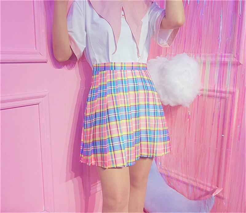 Rainbow Midi Skirt - Y2K Summer Grunge Outfit, 90s Fashion, Retro Style, Pastel Goth Vibes