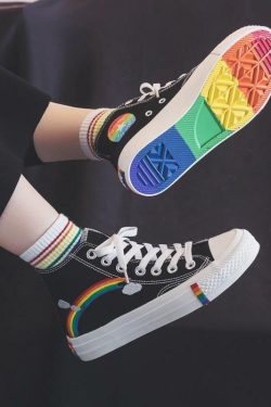 Rainbow Soles Sneakers ?? - Y2K Summer, 90s Grunge, Retro Style, Y2K Party & Club Outfits