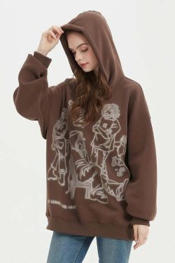 Rakugaki Hoodie - Y2K Summer Grunge, 90s Retro, Pastel Goth, Y2K Club & Party Outfits