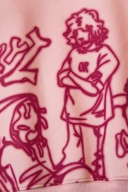 Rakugaki Hoodie - Y2K Summer Grunge, 90s Retro, Pastel Goth, Y2K Club & Party Outfits
