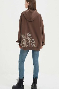 Rakugaki Hoodie - Y2K Summer Grunge, 90s Retro, Pastel Goth, Y2K Club & Party Outfits