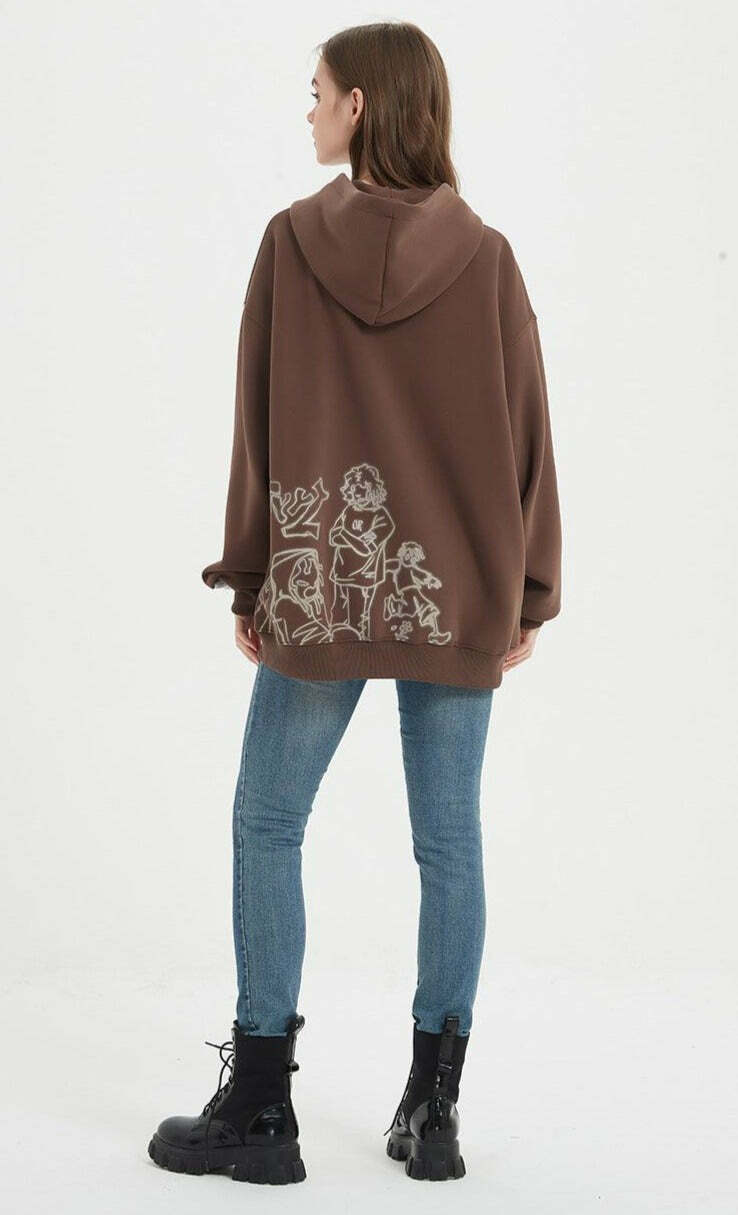 Rakugaki Hoodie - Y2K Summer Grunge, 90s Retro, Pastel Goth, Y2K Club & Party Outfits