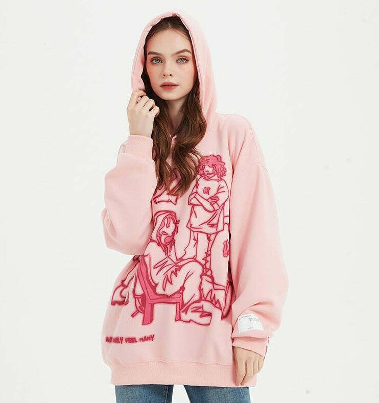 Rakugaki Hoodie - Y2K Summer Grunge, 90s Retro, Pastel Goth, Y2K Club & Party Outfits