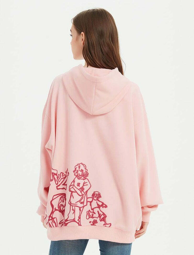 Rakugaki Hoodie - Y2K Summer Grunge, 90s Retro, Pastel Goth, Y2K Club & Party Outfits