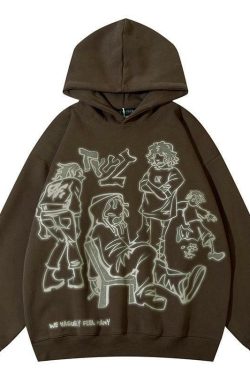 Rakugaki Hoodie - Y2K Summer Grunge, 90s Retro, Pastel Goth, Y2K Club & Party Outfits