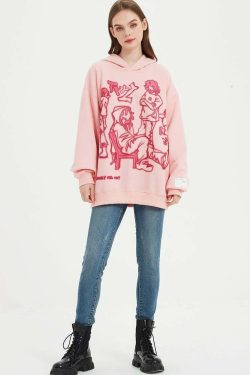 Rakugaki Hoodie - Y2K Summer Grunge, 90s Retro, Pastel Goth, Y2K Club & Party Outfits