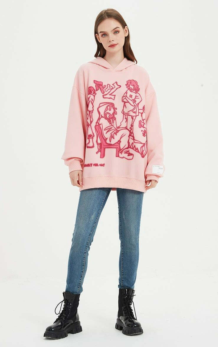 Rakugaki Hoodie - Y2K Summer Grunge, 90s Retro, Pastel Goth, Y2K Club & Party Outfits
