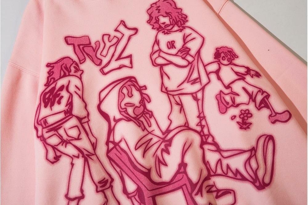 Rakugaki Hoodie - Y2K Summer Grunge, 90s Retro, Pastel Goth, Y2K Club & Party Outfits