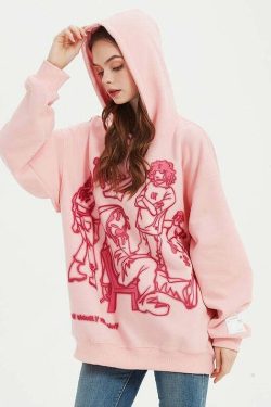 Rakugaki Hoodie - Y2K Summer Grunge, 90s Retro, Pastel Goth, Y2K Club & Party Outfits