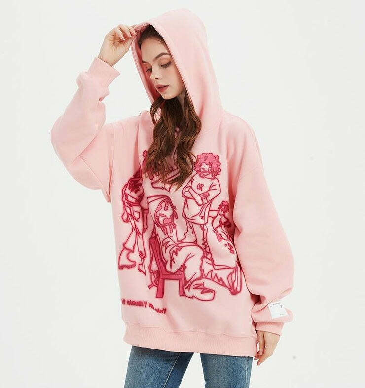 Rakugaki Hoodie - Y2K Summer Grunge, 90s Retro, Pastel Goth, Y2K Club & Party Outfits