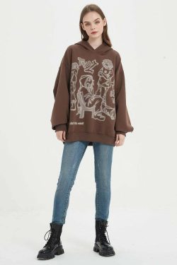 Rakugaki Hoodie - Y2K Summer Grunge, 90s Retro, Pastel Goth, Y2K Club & Party Outfits