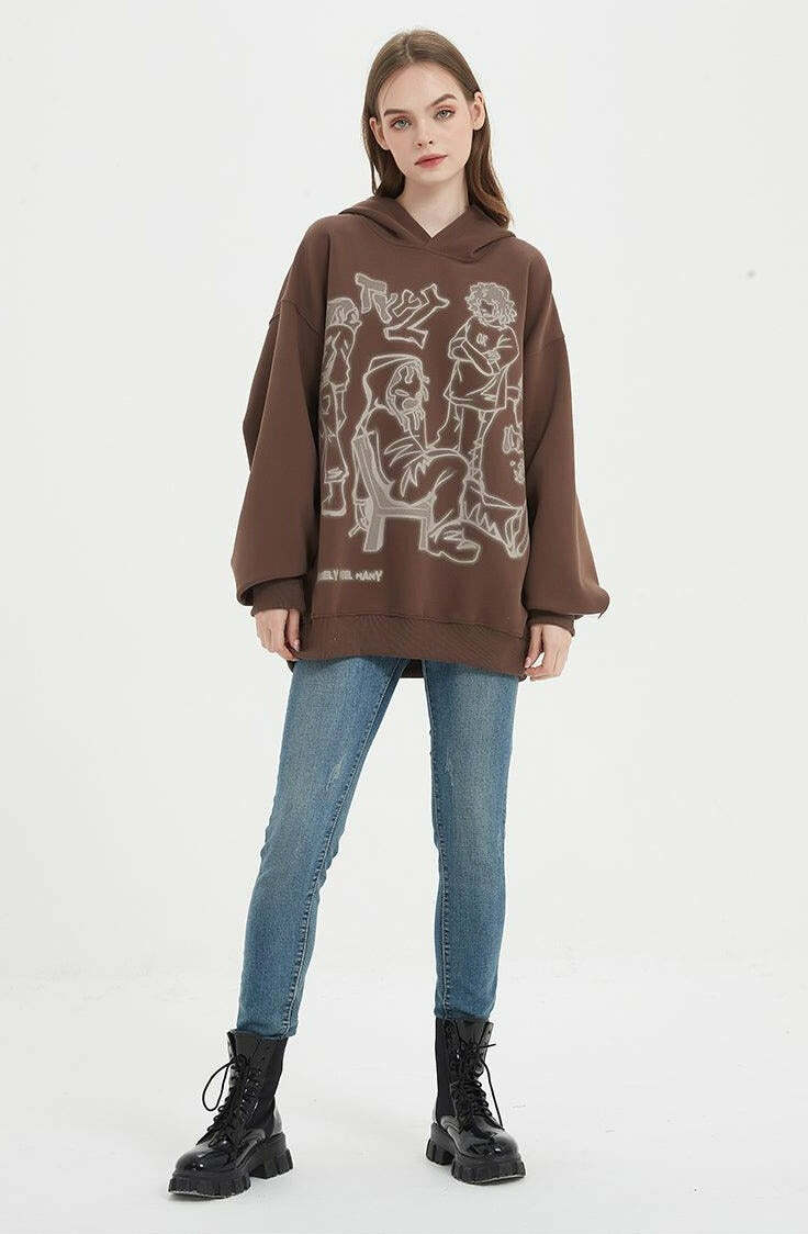 Rakugaki Hoodie - Y2K Summer Grunge, 90s Retro, Pastel Goth, Y2K Club & Party Outfits