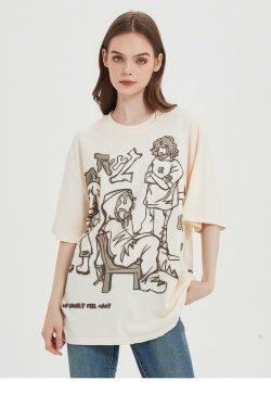 Rakugaki Tee - Y2K Summer Grunge Outfit, 90s Retro Style, Baby Tees, Y2K Popstar Fashion