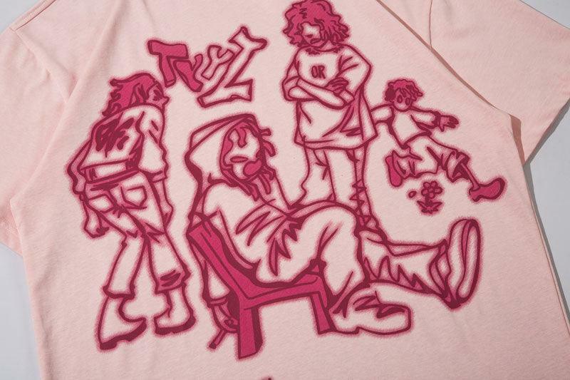 Rakugaki Tee - Y2K Summer Grunge Outfit, 90s Retro Style, Baby Tees, Y2K Popstar Fashion